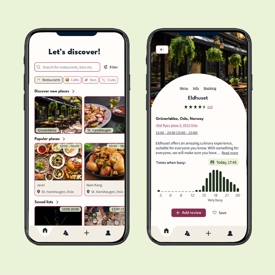 Foodieapp-skjerm