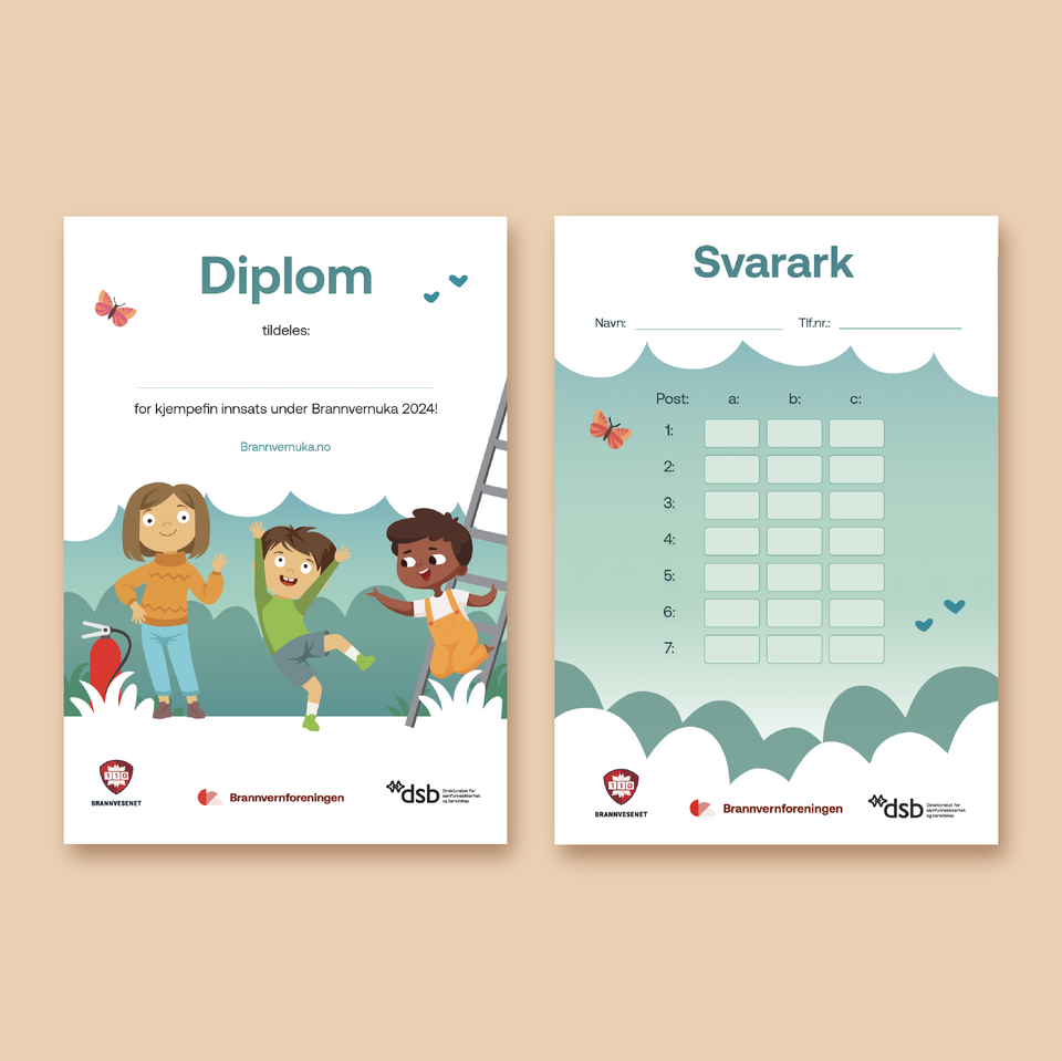 Brannvernuka – diplom og svarark